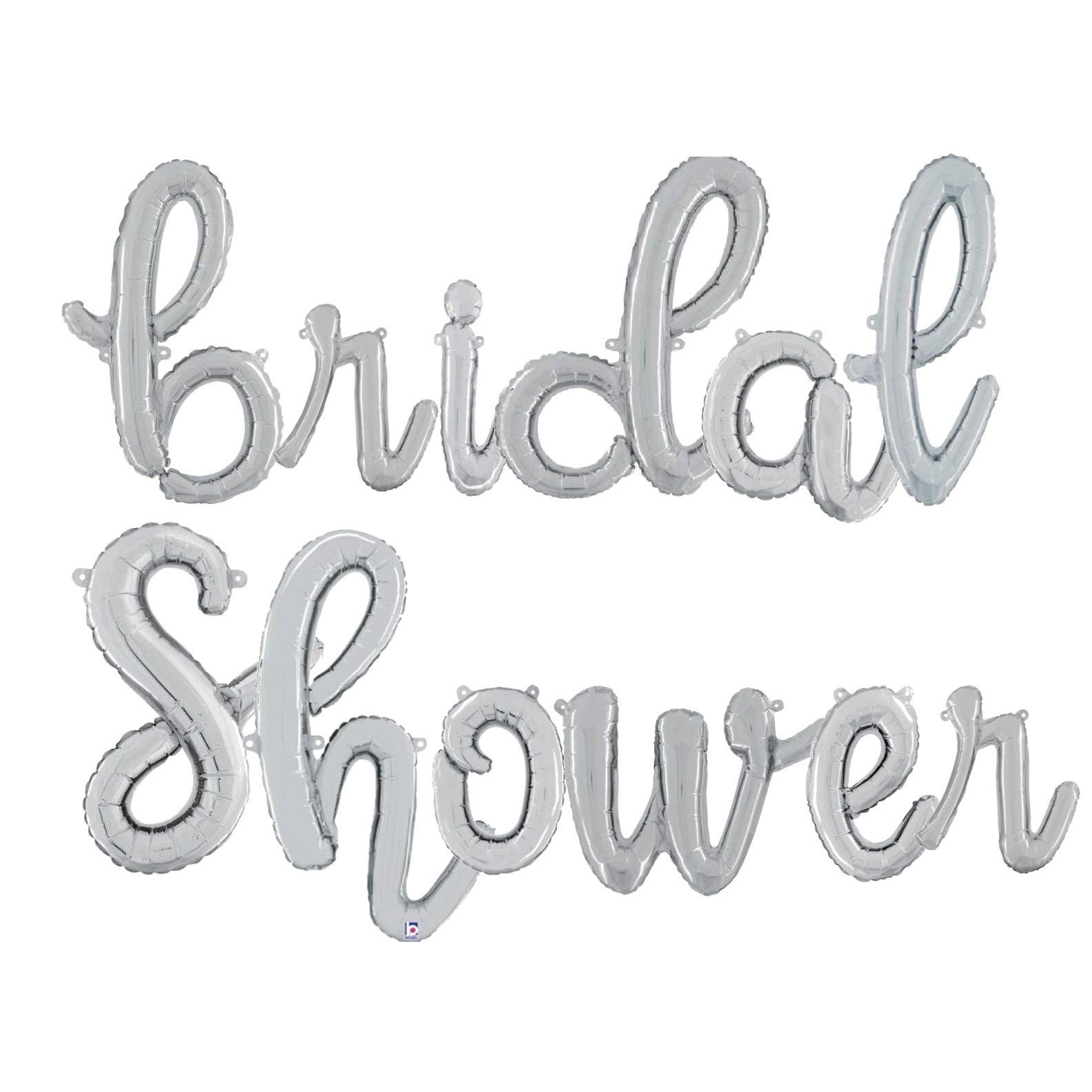 Bridal Shower 14” Silver Script Letter Balloons Inflate with Air