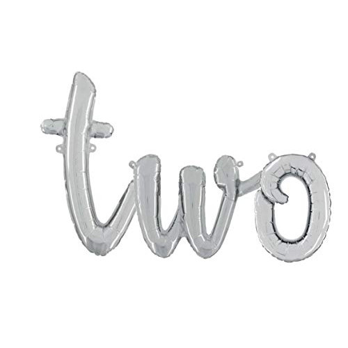 Two 14” Silver Script Letter Balloons Inflate with Air Balloon Shop