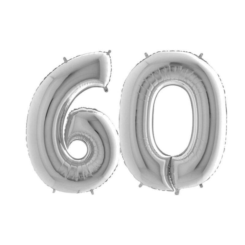 Number 60- Silver Balloon 40 inch Giant Foil Number Balloons - Party Balloons (View amazon detail page)