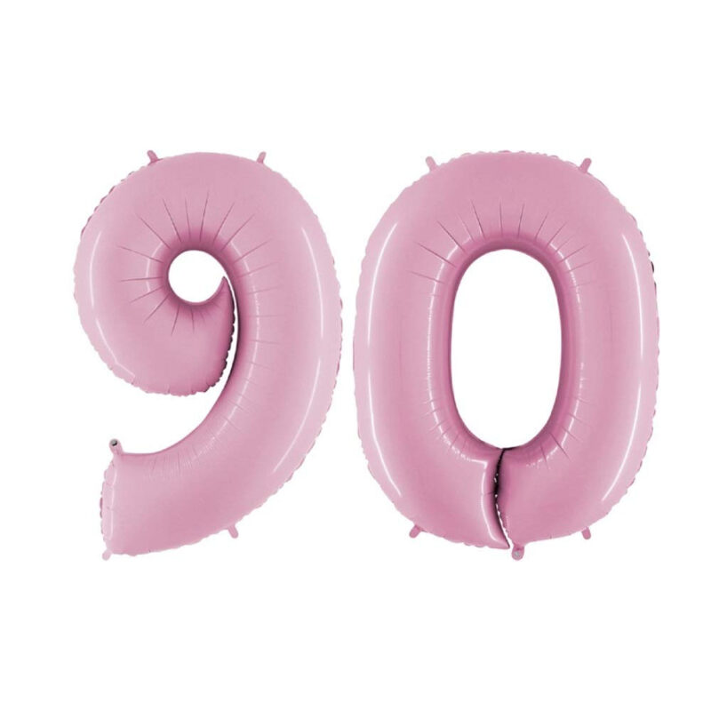 40" Foil Number Balloon - Party Decorations - Assorted Colours & Numbers (Pastel Pink, Number 90)