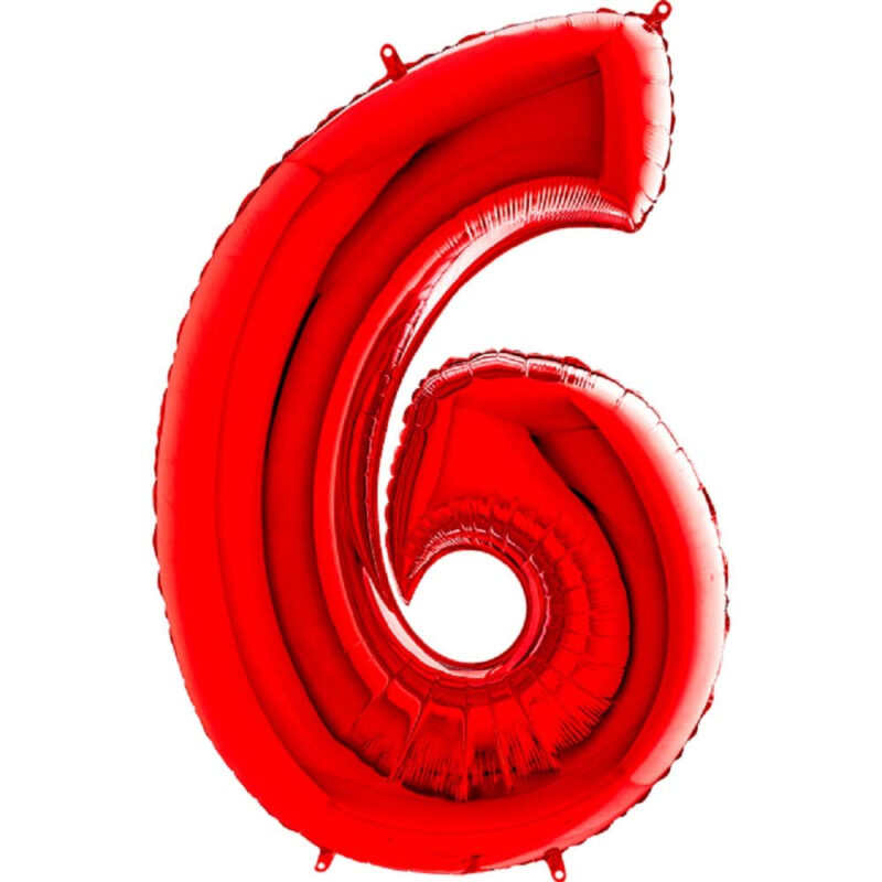 40" Foil Number Balloon - Party Decorations - Assorted Colours & Numbers (Red, Number 6)