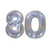 40" Holographic Foil Number Balloon - Party Decorations (Holo Silver, Number 80)