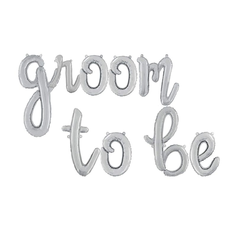 14” Silver Script Letter Balloons 'Groom To Be' Inflate with Air