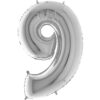 40" Foil Number Balloon - Party Decorations - Assorted Colours & Numbers (Silver, Number 9)