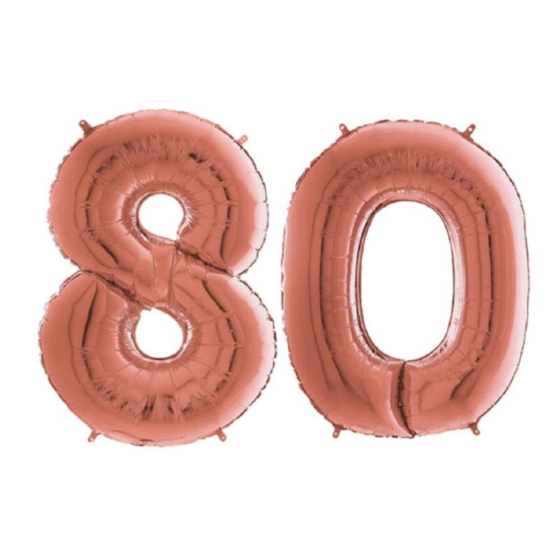 40" Foil Number Balloon - Party Decorations - Assorted Colours & Numbers (Rose Gold, Number 80)