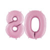 40" Foil Number Balloon - Party Decorations - Assorted Colours & Numbers (Pastel Pink, Number 80)