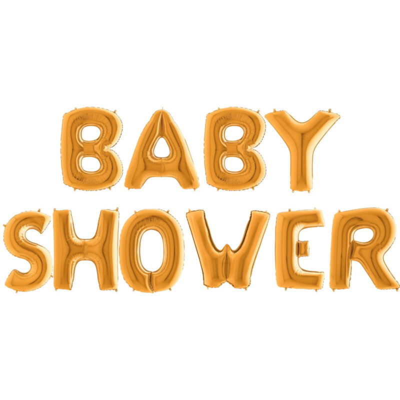 40" Baby Shower Supershape Foil Letter Balloon Set - Flat In Gold