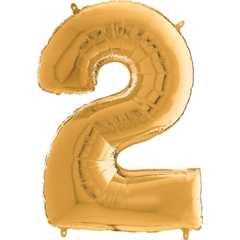 40" Foil Number Balloon - Party Decorations - Assorted Colours & Numbers (Gold, Number 2)