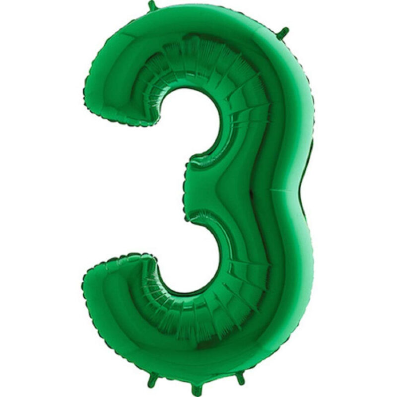 40" Foil Number Balloon - Party Decorations - Assorted Colours & Numbers (Green, Number 3)