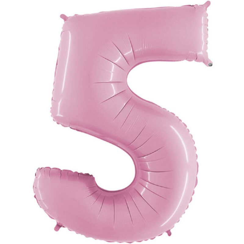40" Foil Number Balloon - Party Decorations - Assorted Colours & Numbers (Pastel Pink, Number 5)