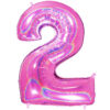 40" Holographic Foil Number Balloon - Party Decorations (Holo Pink, Number 2)