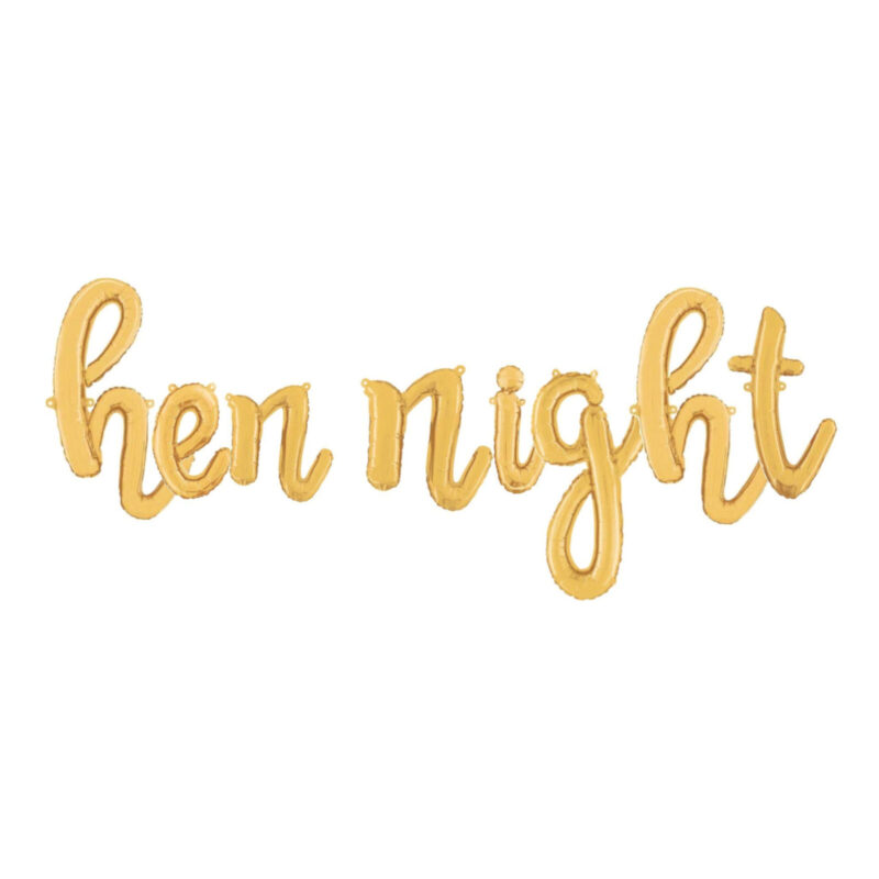 Hen Night -14” Gold Script Letter Balloons – Inflate with Air