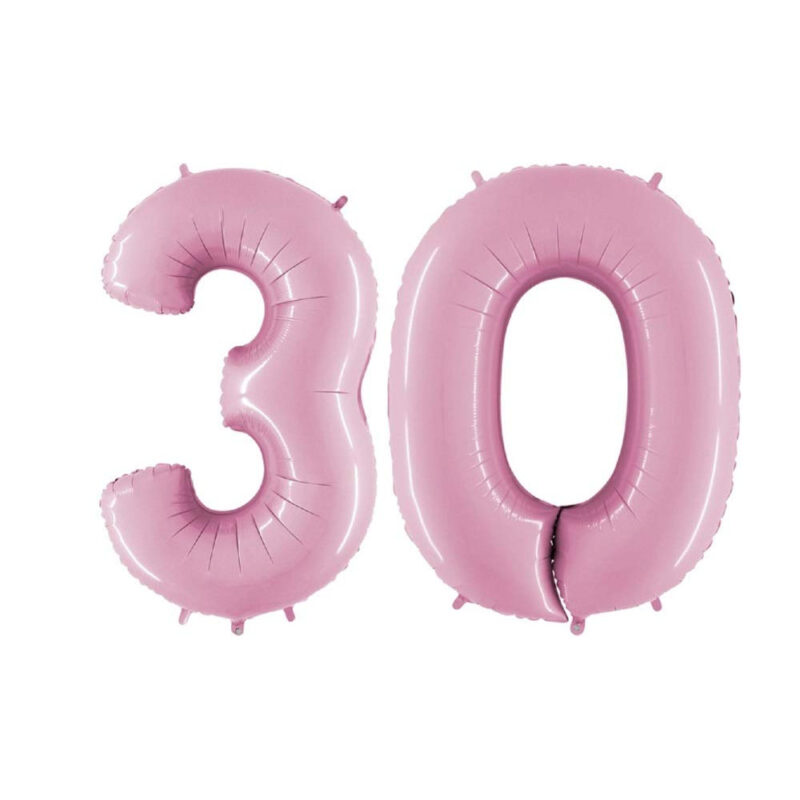 40" Foil Number Balloon - Party Decorations - Assorted Colours & Numbers (Pastel Pink, Number 30)