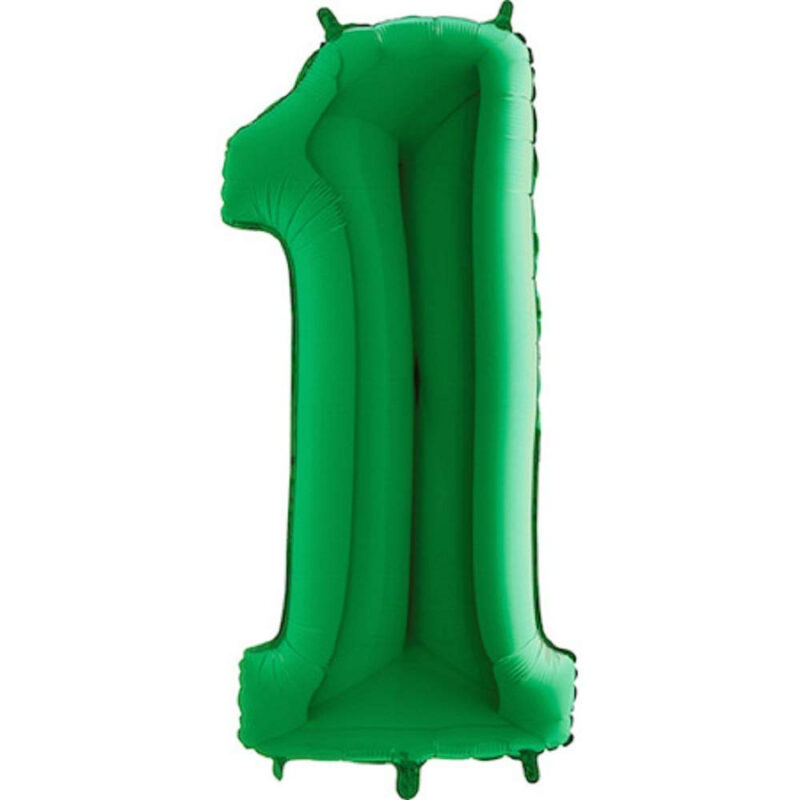 40" Foil Number Balloon - Party Decorations - Assorted Colours & Numbers (Green, Number 1)