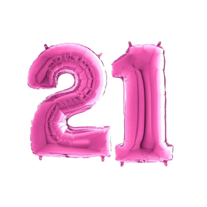 40" Foil Number Balloon - Party Decorations - Assorted Colours & Numbers (Pink, Number 21)