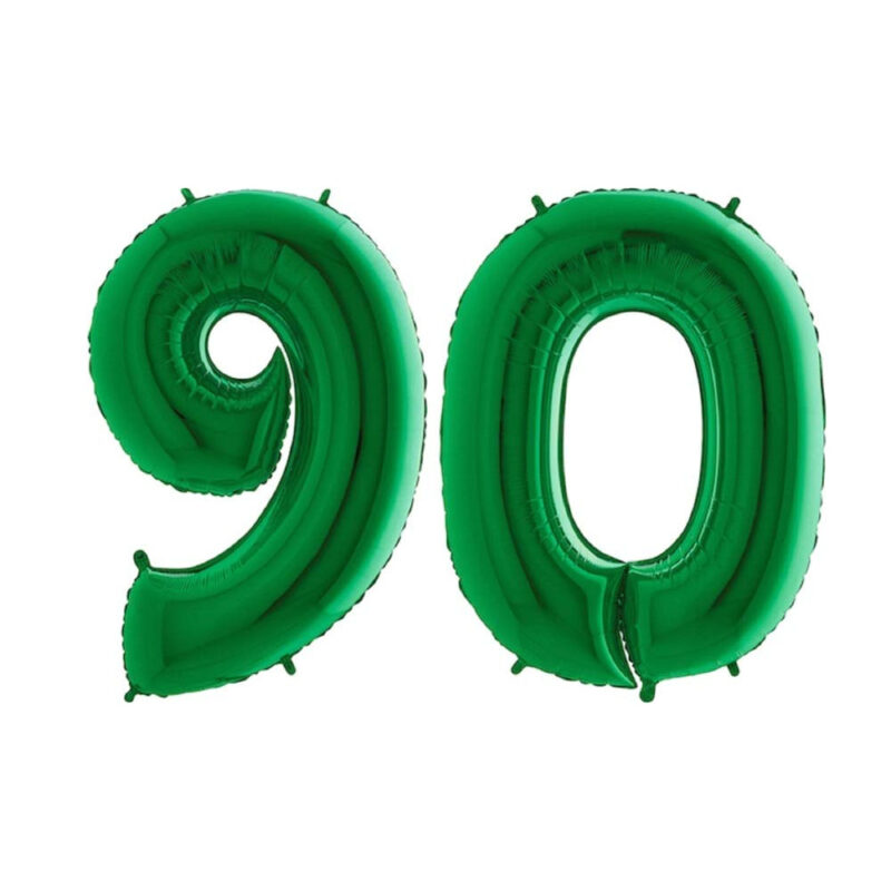 40" Foil Number Balloon - Party Decorations - Assorted Colours & Numbers (Green, Number 90)