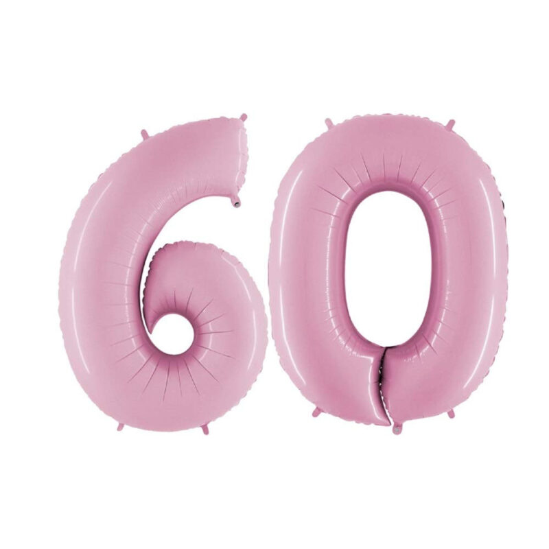 40" Foil Number Balloon - Party Decorations - Assorted Colours & Numbers (Pastel Pink, Number 60)