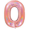 40" Holographic Foil Number Balloon - Party Decorations (Holo Rose Gold, Number 0)
