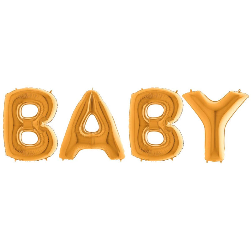 Jumbo Giant 40 Inch Letter Balloons 'BABY' - Flat In Gold
