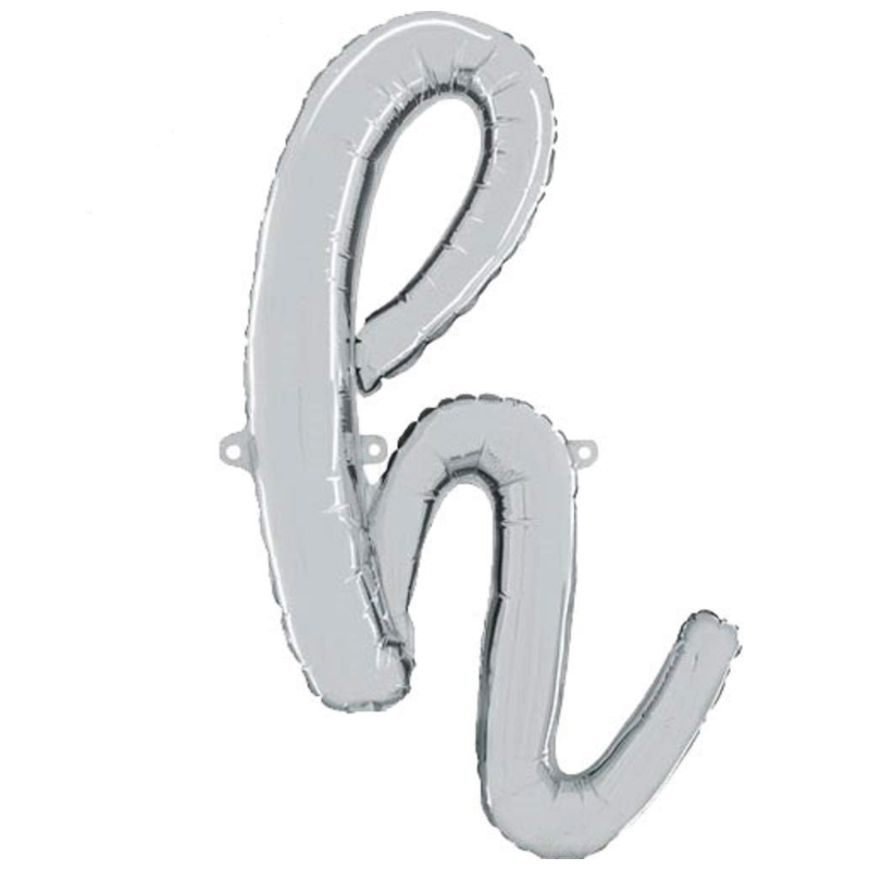 14" Silver Script Letter Balloons - Party Decorations (O)