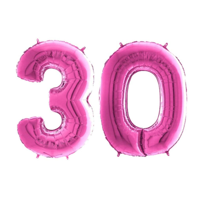 40" Foil Number Balloon - Party Decorations - Assorted Colours & Numbers (Pink, Number 30)