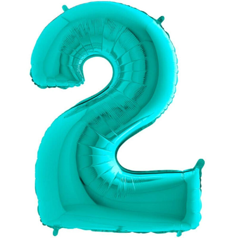 40" Foil Number Balloon - Party Decorations - Assorted Colours & Numbers (Tiffany, Number 2)
