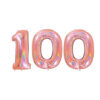40" Holographic Foil Number 100 Balloon - Party Decorations - Assorted Colours (Holo Rose Gold)