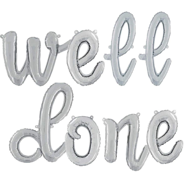 Well Done 14” Silver Script Letter Balloons Inflate with Air