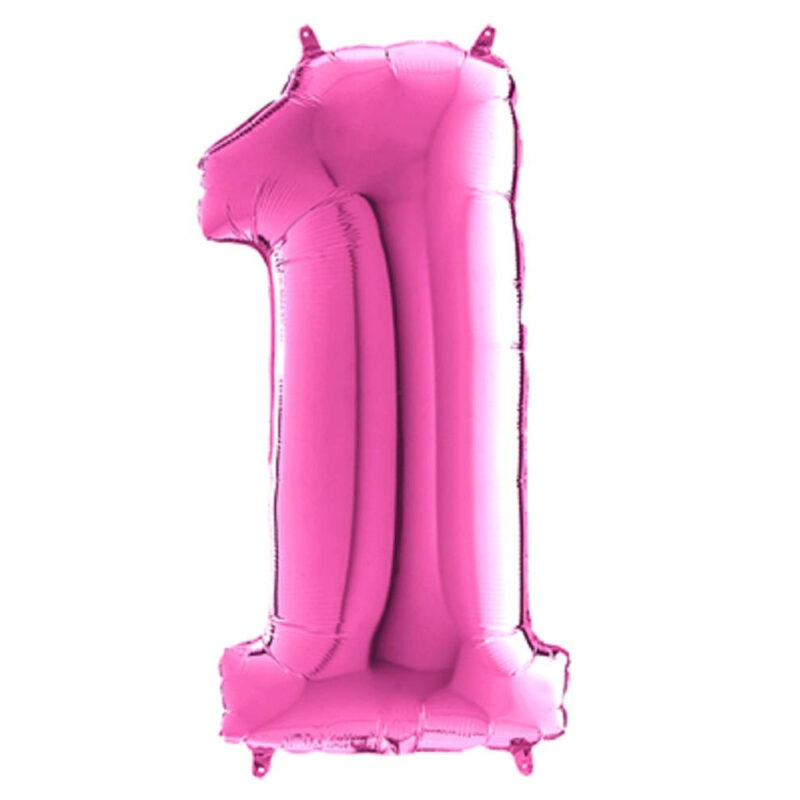 40" Foil Number Balloon - Party Decorations - Assorted Colours & Numbers (Pink, Number 1)