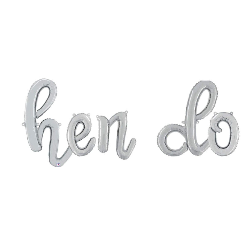 Hen Do -14” Silver Script Letter Balloons – Inflate with Air