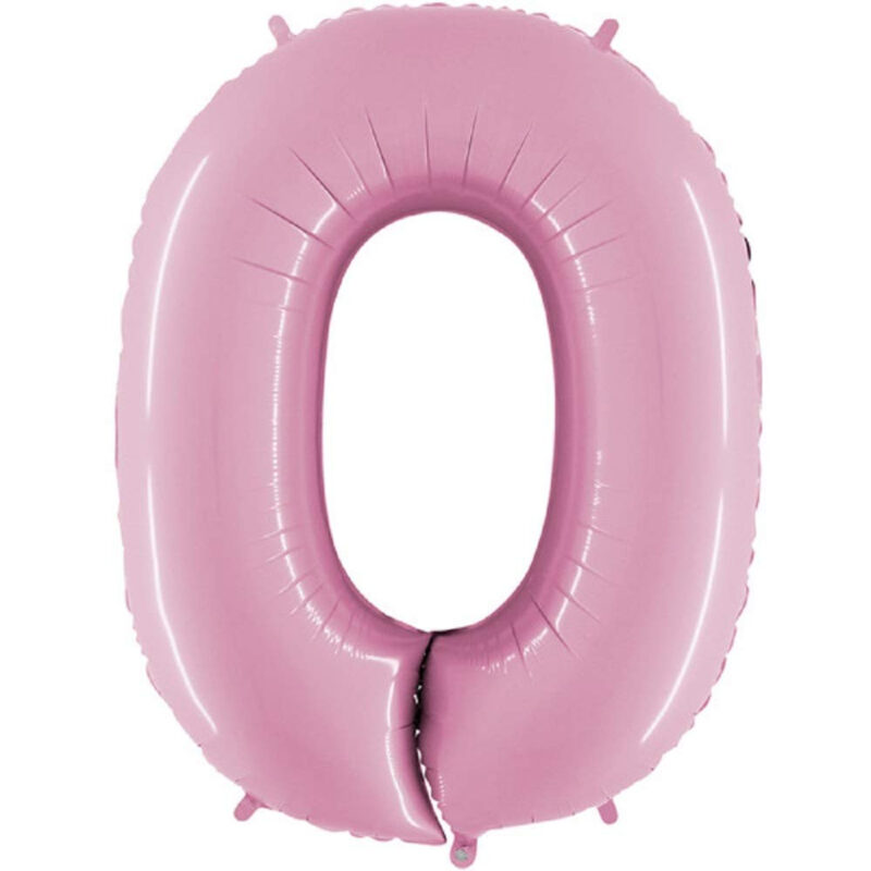40" Foil Number Balloon - Party Decorations - Assorted Colours & Numbers (Pastel Pink, Number 0)
