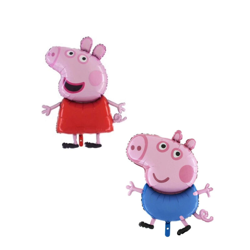 Pack Of 2 - 37 Inch Giant Jumbo Size Peppa Pig & George Pig Character Foil Balloon - Party Balloons