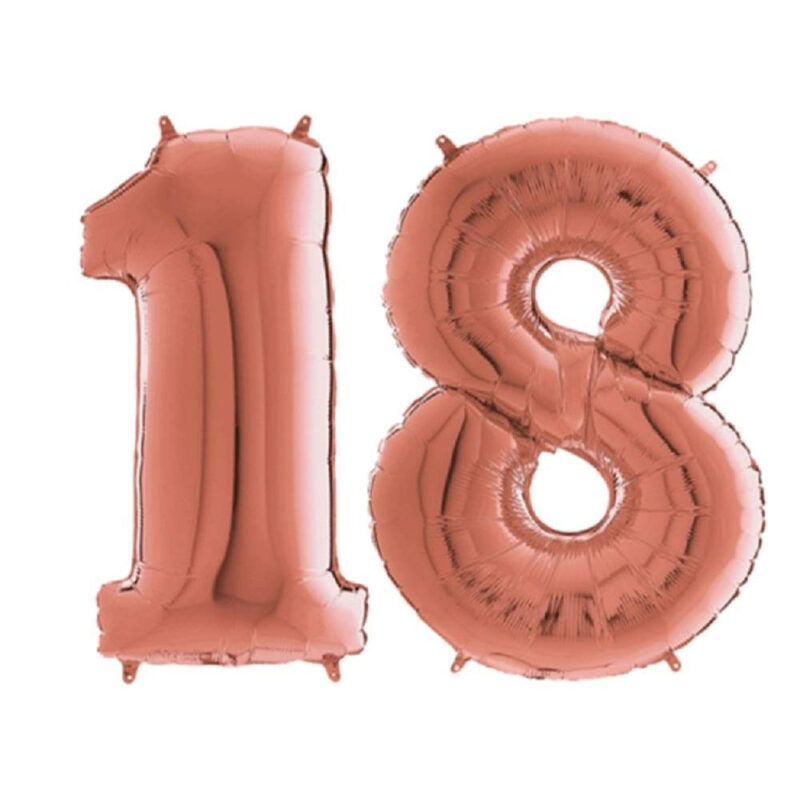 40" Foil Number Balloon - Party Decorations - Assorted Colours & Numbers (Rose Gold, Number 18)