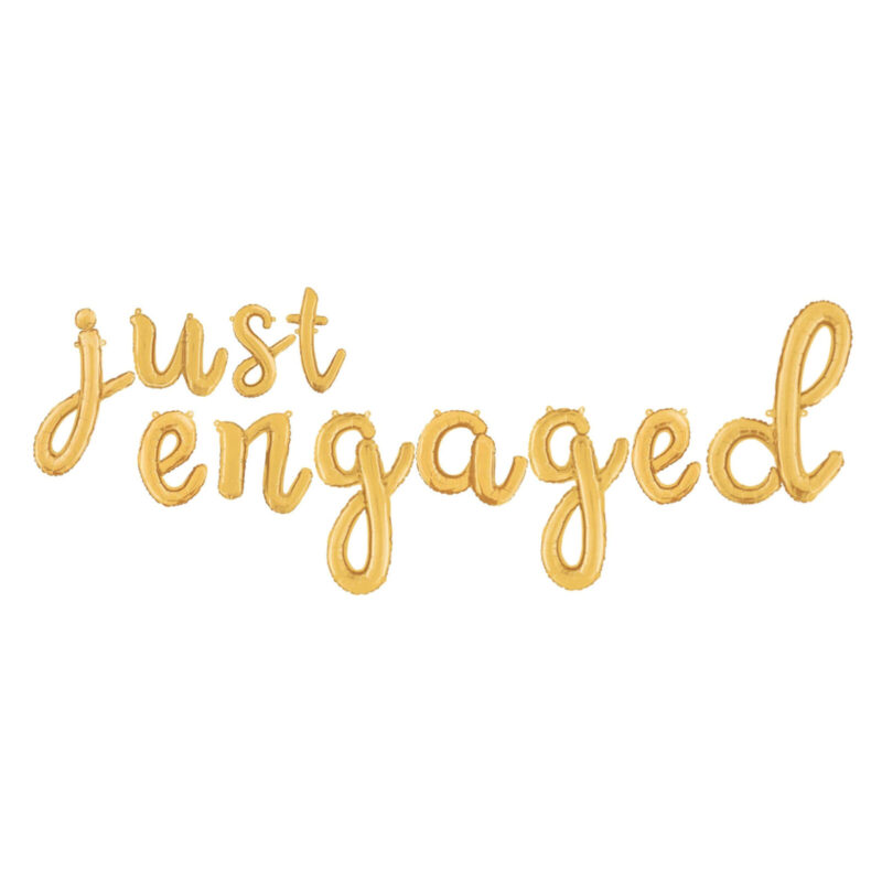 Just Engaged -14” Gold Script Letter Balloons – Inflate with Air
