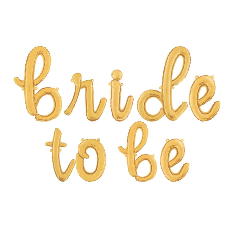 Bride to Be -14” Gold Script Letter Balloons – Inflate with Air