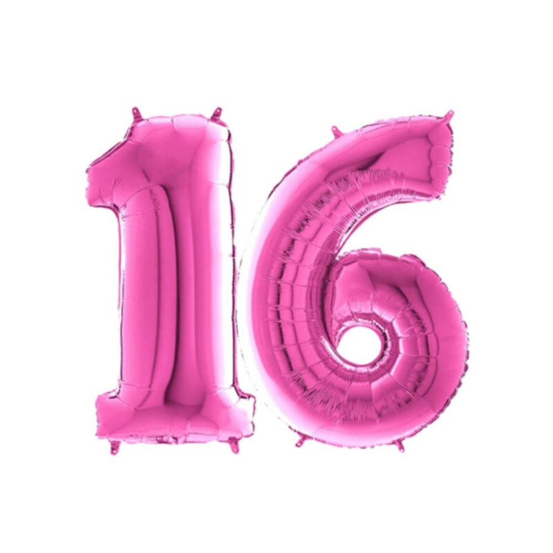 40" Foil Number Balloon - Party Decorations - Assorted Colours & Numbers (Pink, Number 16)