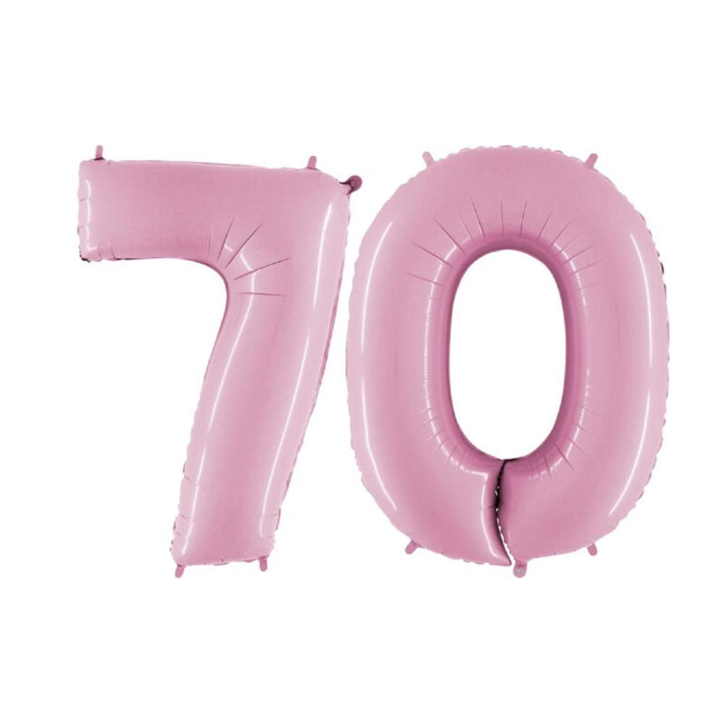 40" Foil Number Balloon - Party Decorations - Assorted Colours & Numbers (Pastel Pink, Number 70)