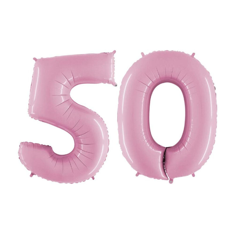 40" Foil Number Balloon - Party Decorations - Assorted Colours & Numbers (Pastel Pink, Number 50)