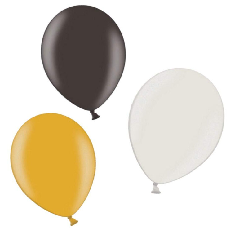 12" Latex Balloons - Party Decorations - Assorted Colours in Packs of 30, 50 & 100 (Black, Gold & White, Pack of 50)