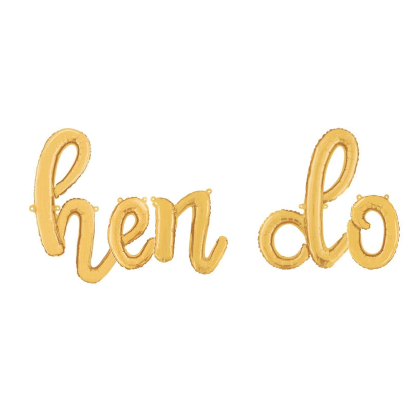 Hen Do -14” Gold Script Letter Balloons – Inflate with Air