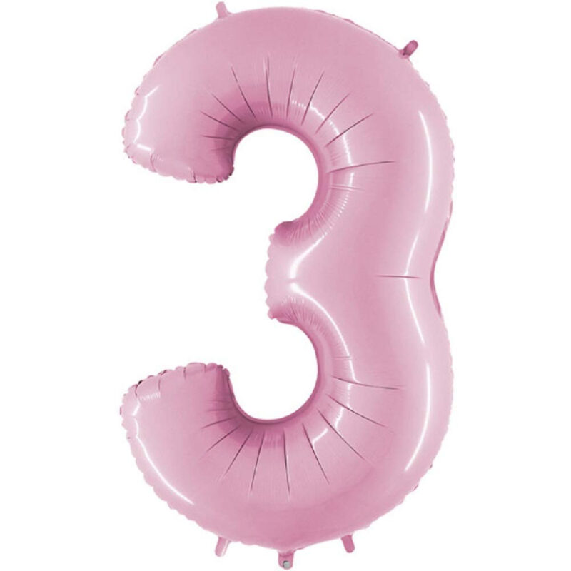 40" Foil Number Balloon - Party Decorations - Assorted Colours & Numbers (Pastel Pink, Number 3)