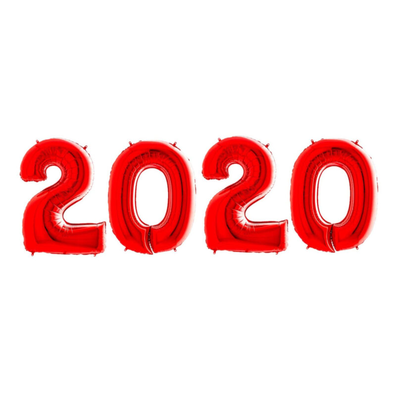 Giant ‘2020’ In 40” Foil Number Balloons – Happy New Year – Party Decorations - Assorted Colours (Red)