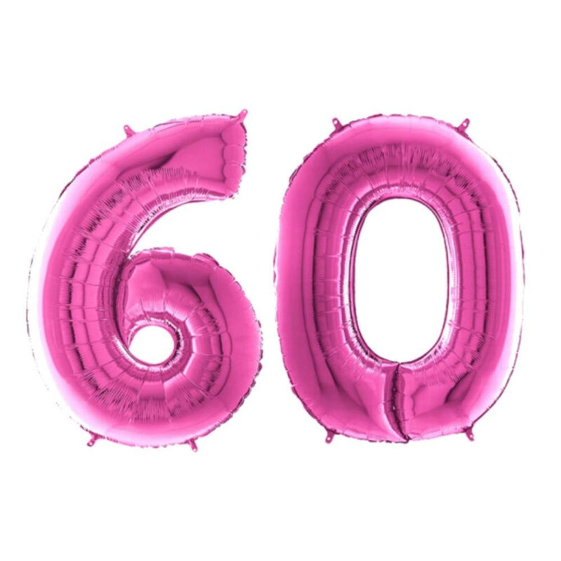 40" Foil Number Balloon - Party Decorations - Assorted Colours & Numbers (Pink, Number 60)