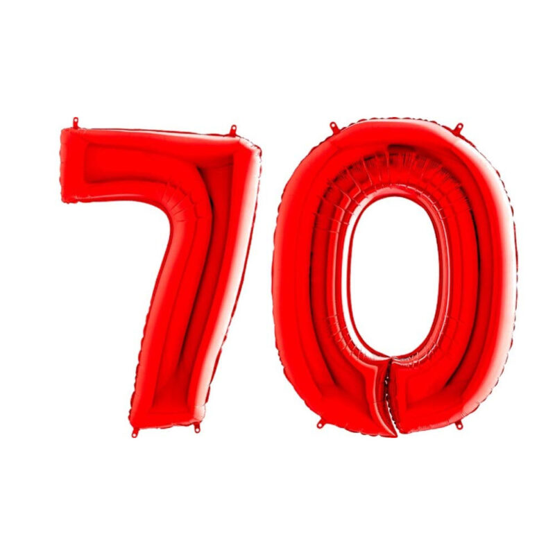 40" Foil Number Balloon - Party Decorations - Assorted Colours & Numbers (Red, Number 70)