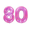 40" Holographic Foil Number Balloon - Party Decorations (Holo Pink, Number 80)