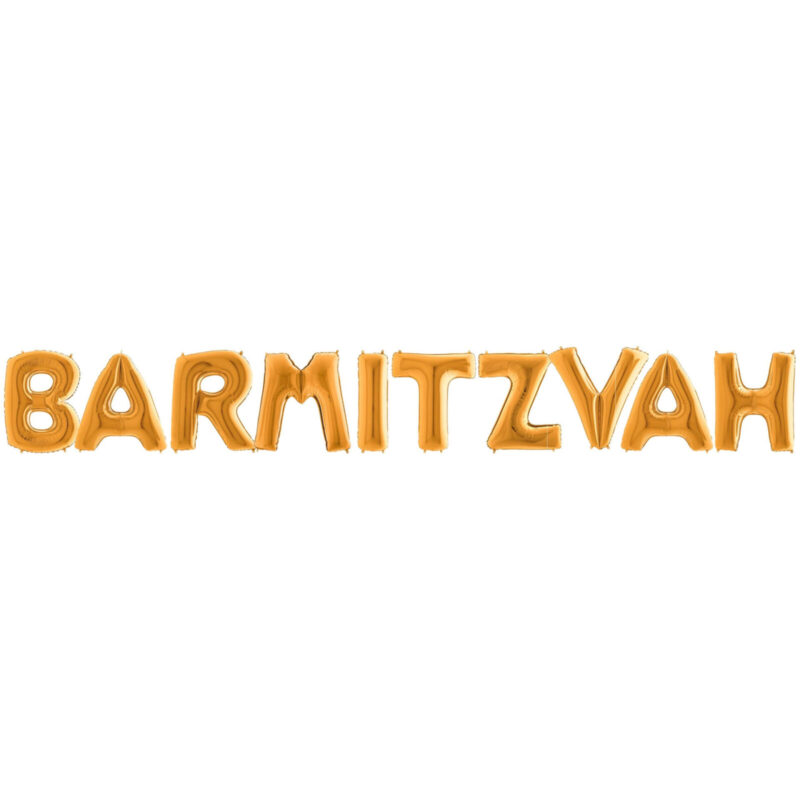 40" Bar Mitvah Supershape Foil Letter Balloon Set - Flat In Gold
