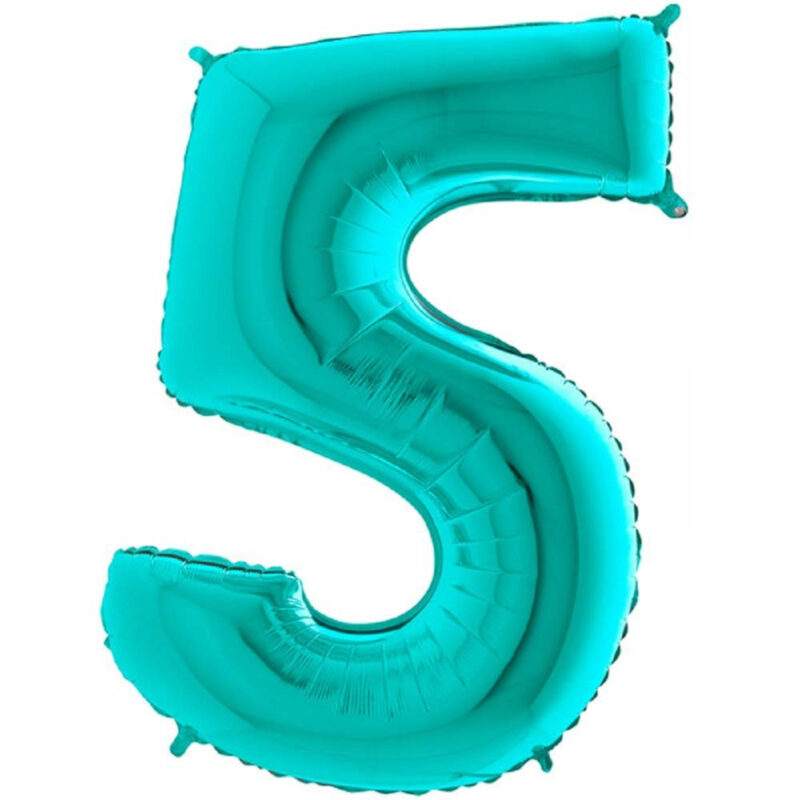 40" Foil Number Balloon - Party Decorations - Assorted Colours & Numbers (Tiffany, Number 5)