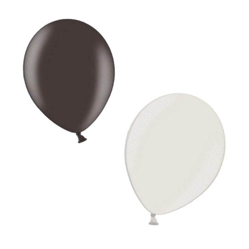 12" Latex Balloons - Party Decorations - Assorted Colours in Packs of 30, 50 & 100 (Black & White, Pack of 100)