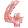 40" Holographic Foil Number Balloon - Party Decorations (Holo Rose Gold, Number 4)