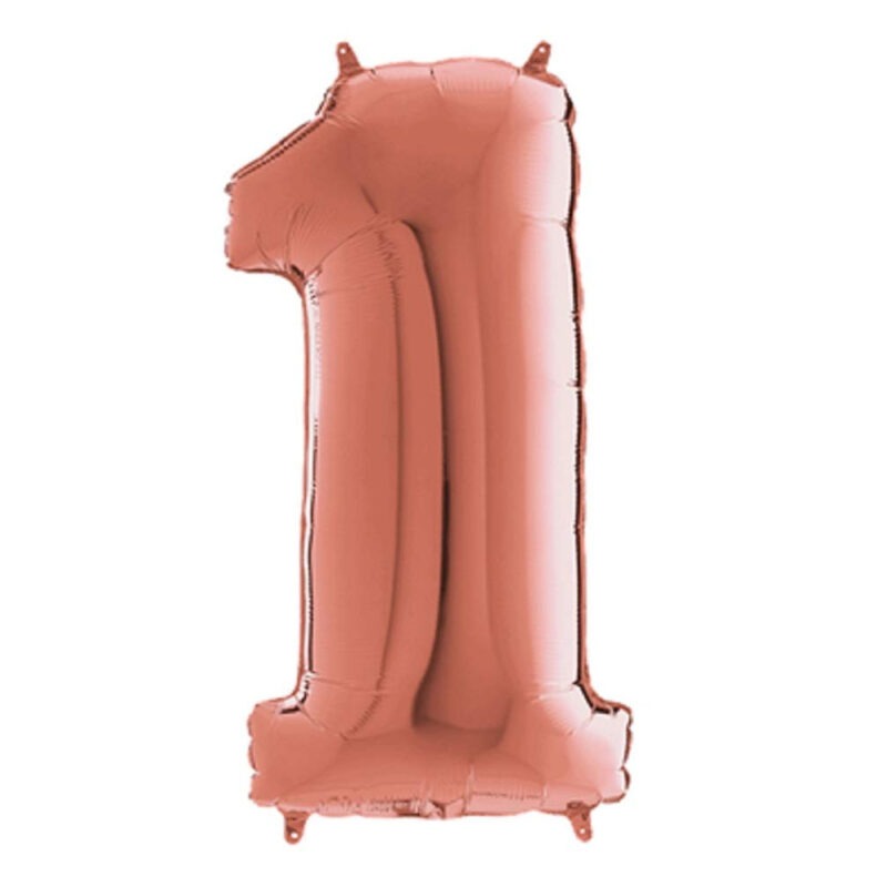 40" Foil Number Balloon - Party Decorations - Assorted Colours & Numbers (Rose Gold, Number 1)
